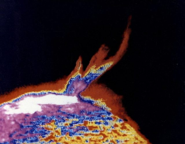 Solar prominence recorded by Skylab on August 21, 1973.