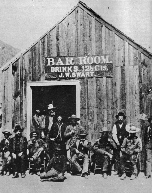 The Bar Room in 1885 Charleston, Arizona.