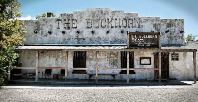 The Buckhorn Saloon in Pinos Altos, New Mexico. Built in c.1860. Photo by Tom Blackwell CC BY SA 2.0