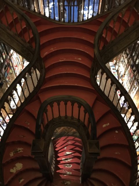 The staircase is the focal point of the bookshop