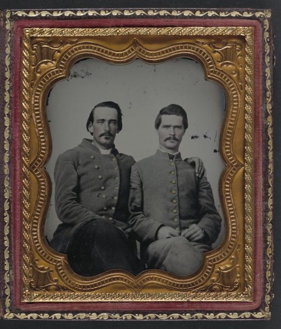 Unidentified soldiers in Confederate uniforms.