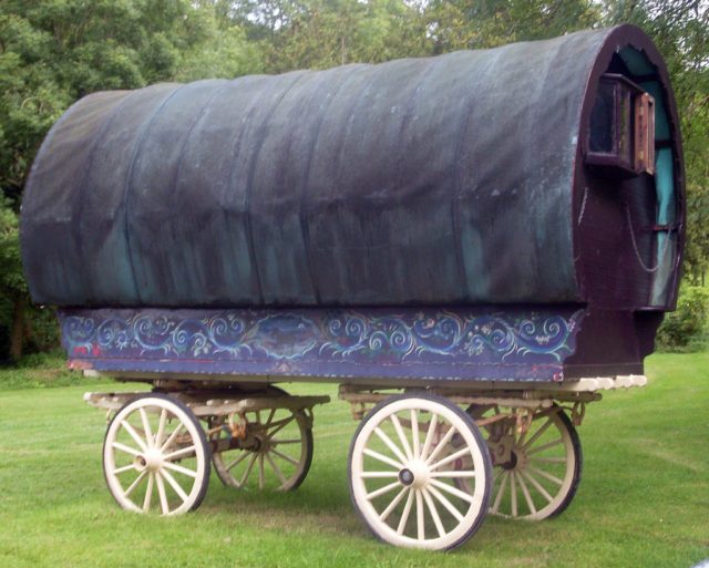 The outside of the canvas roof on an Openlot or Bowtop was usually plain, but the inside would be decorated. Photo by Abi Skipp- CC By 2.0-Flickr