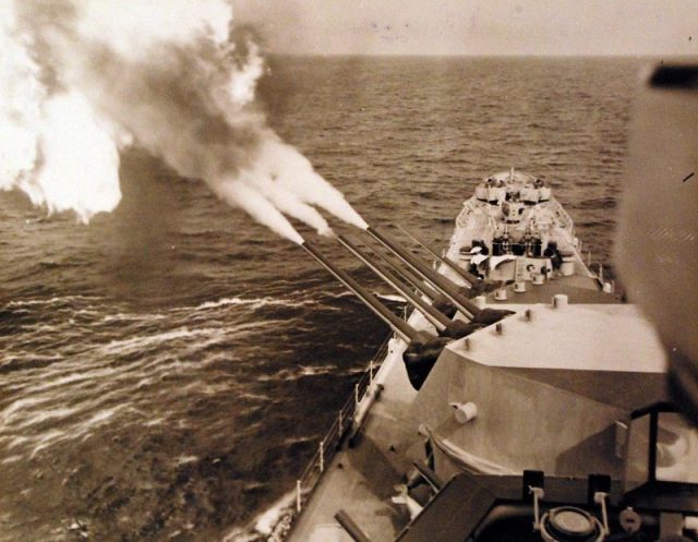 Operation Dragoon, August 1944. Battle as seen from USS Quincy (CA 71).