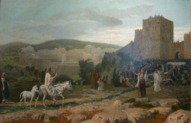 A painting of Jesus’ final entry into Jerusalem by Jean-Léon Gérôme, 1897.