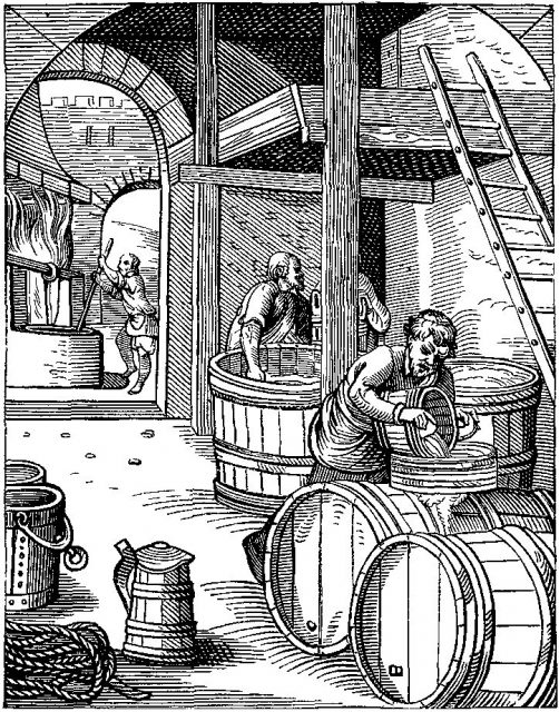 Illustration of a 16th century brewery.