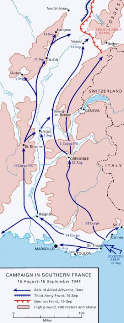 Allied advance, August 15th to September 15th 1944.