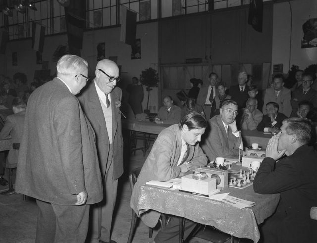 Chess match in Amsterdam, 1954.