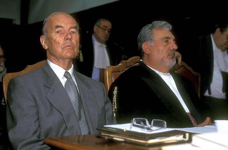 SS Captain Erich Priebke
ROME, ITALY 1996: Former SS officer Erich Priebke with lawyer Velio Di Rezze during the trial for participating in the 1944 massacre at the Ardeatine caves in Rome in which 335 civilians, including 75 Jews, were killed during World War II.