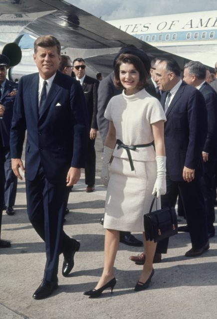US President John F Kennedy and First Lady Jacqueline Kennedy arriving at San Antonio airport during a campaign tour of Texas, November 21, 1963.  Photo by Art Rickerby/The LIFE Picture Collection/Getty Images