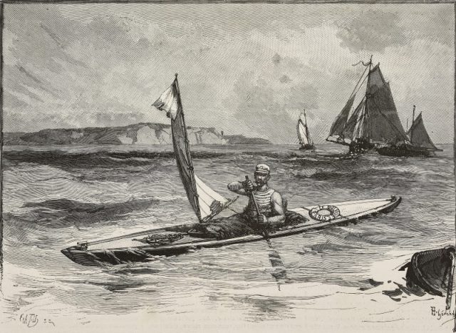 Canoe made from paper, France, illustration by Tilly from L’Illustration, Journal Universel, No 2272, Volume LXXXVIII, September 11, 1886.