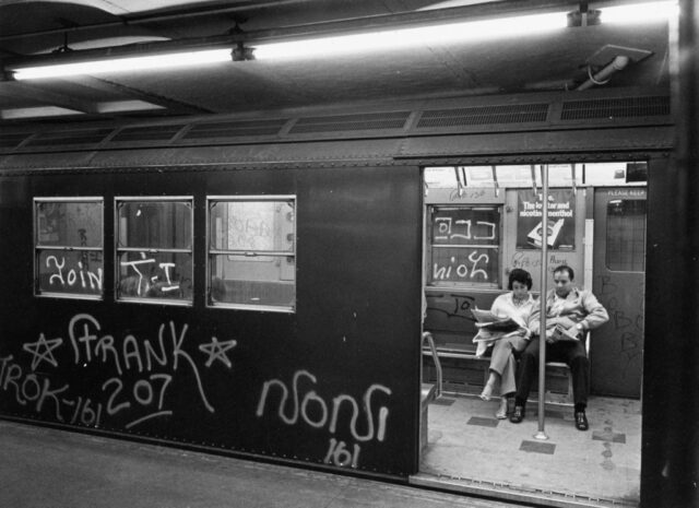 Graffiti on a New York Subway train.