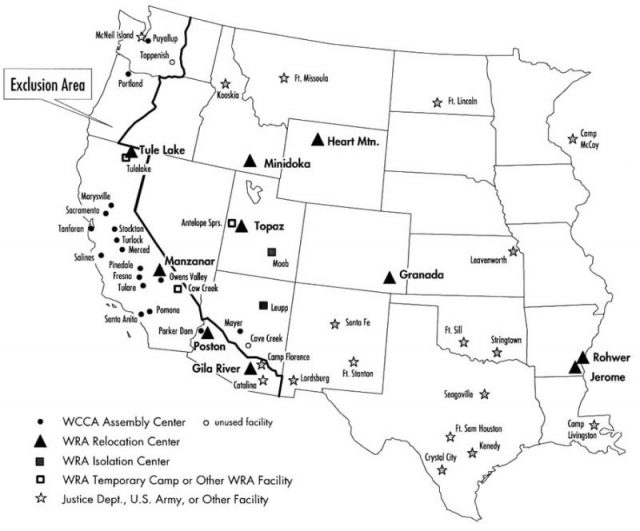 Institutions of the War Relocation Authority in the Midwestern, Southern, and Western United States