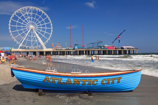 Beach and Steel Pier in Atlantic City.