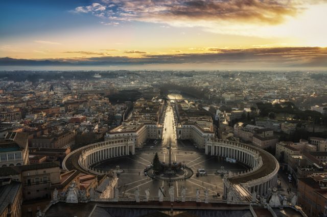 St. Peter’s Square, view from St. Peter’s Basilica, Vatican City.