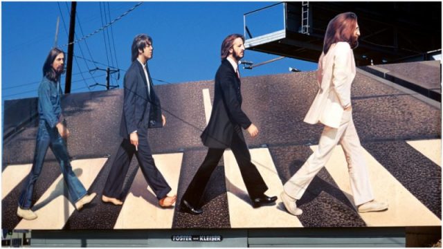 Beatles Abbey Road Billborad on Sunset Strip. Photo by Robert Landau/Corbis via Getty Images
