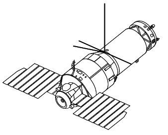 Line drawing of the Russian Almaz space station.
