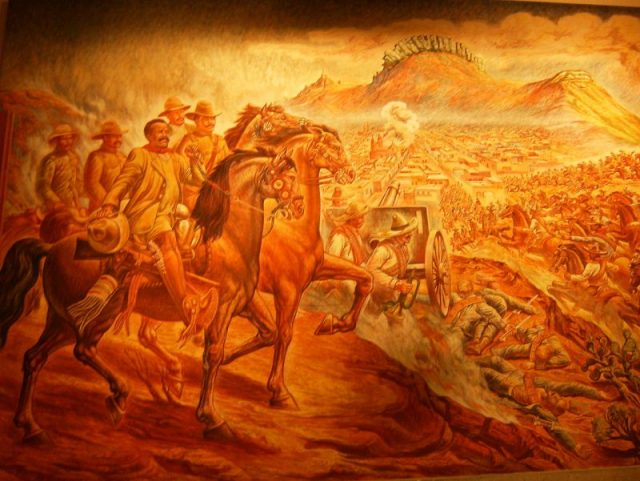 Painting of Taking of Zacatecas, the largest battle of the Mexican Revolution, by Ángel Boliver, Museo Nacional de Historia. Photo by Jflo23 CC BY SA 3.0