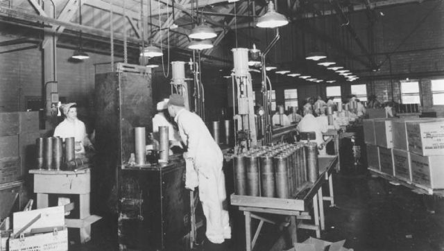 Weapons being assembled at Pantex in 1944.