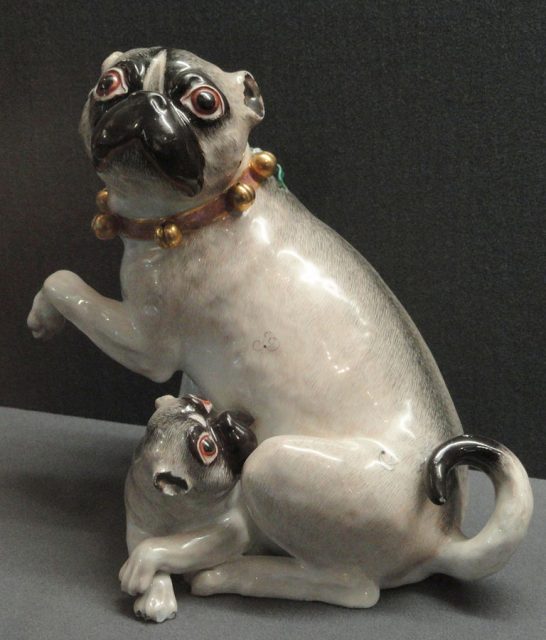 Porcelain pug figurine.