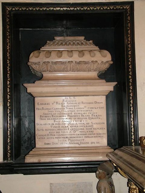 Sarcophagal urn of the presumed bones of Edward V and his brother, Richard of Shrewsbury, Duke of York.