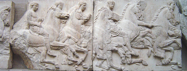 Section of a frieze from the Elgin Marbles. Photo by ChrisO CC BY SA 3.0