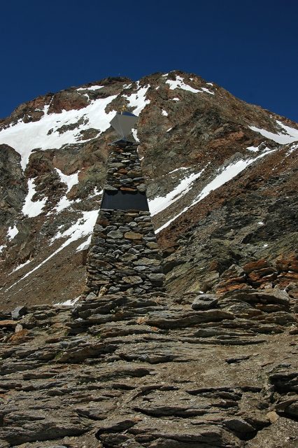 The Ötzi memorial near Tisenjoch.