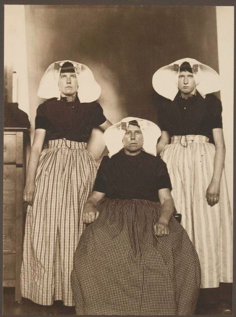 Mother and her two daughters from Zuid-Beveland province of Zeeland, The Netherlands.