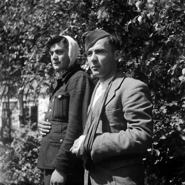 Two wounded Georgian soldiers at Texel in 1945.