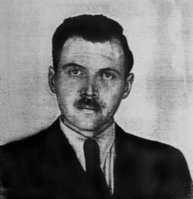 Josef Mengele in 1956. Photo taken by a police photographer in Buenos Aires for Mengele’s Argentine identification document.