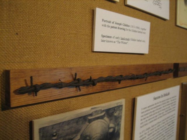 An early handmade specimen of Joseph Glidden’s barbed wire. Photo by A McMurrat CC BY 2.5