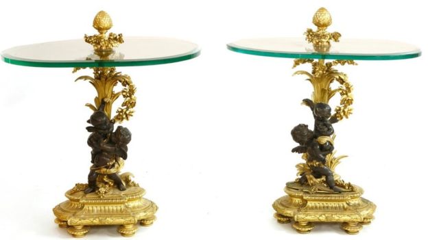 Gilt bronze-mounted side tables. Photo courtesy: Sworders