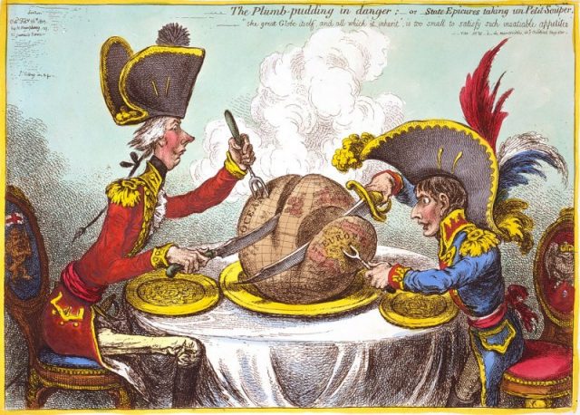 ” The Plumb-pudding in danger ” – Caricature by James Gillray