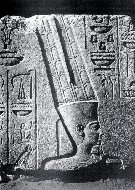 Depiction of Amun in a relief at Karnak, 15th century BC.