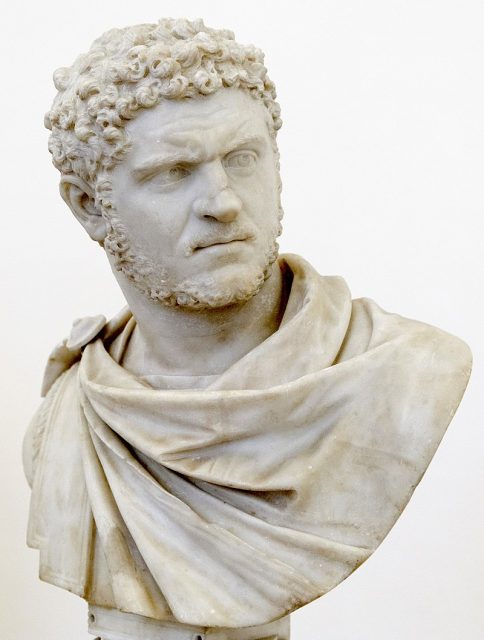 Portrait of the emperor Caracalla from a statue reworked as a bust. Photo by Marie-Lan Nguyen CC BY 2.5