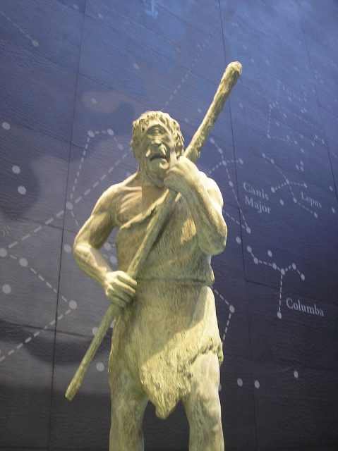 Statue of a Cyclops at the Natural History Museum in London