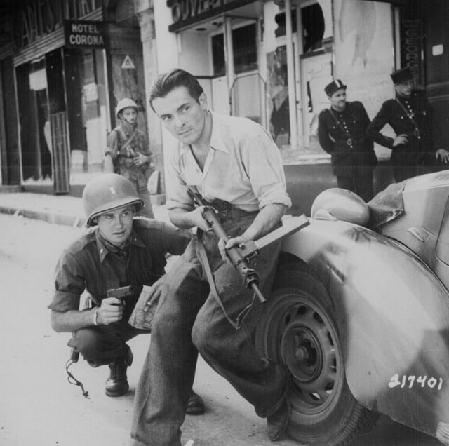 Resistance fighter during street fighting in 1944.