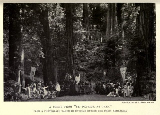 A dress rehearsal for the 1909 Grove Play, St. Patrick at Tara.