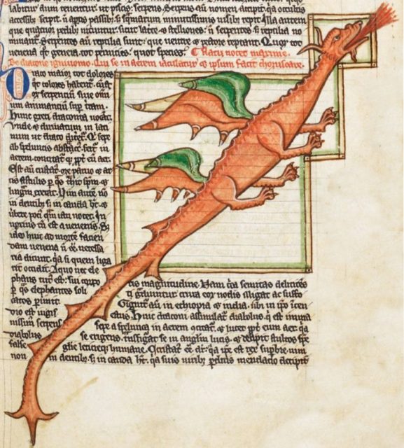 A medieval bestiary dated to around 1260 AD, contains the oldest recognizable image of a fully modern, western dragon.