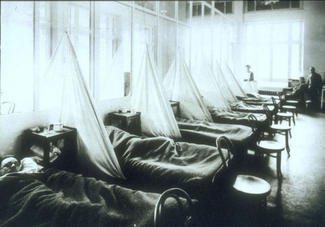 American Expeditionary Force victims of the Spanish flu at U.S. Army Camp Hospital no. 45 in Aix-les-Bains, France, in 1918.