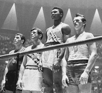 Cassius Clay (second from right and later Ali) at the 1960 Olympics.