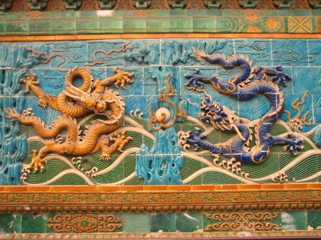 Carved imperial Chinese dragons at Nine-Dragon Wall, Beihai Park, Beijing. Photo by splitbrain CC BY-SA 2.0
