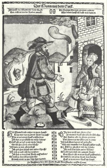 „Der Mann mit dem Sack“ (The man with the sack), woodcut by Abraham Bach, Sr.