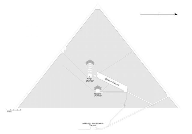 Diagram of the interior structures of the Great Pyramid. Photo by Jeff Dahl CC BY-SA 4.0