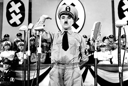 Chaplin as Adenoid Hynkel in The Great Dictator