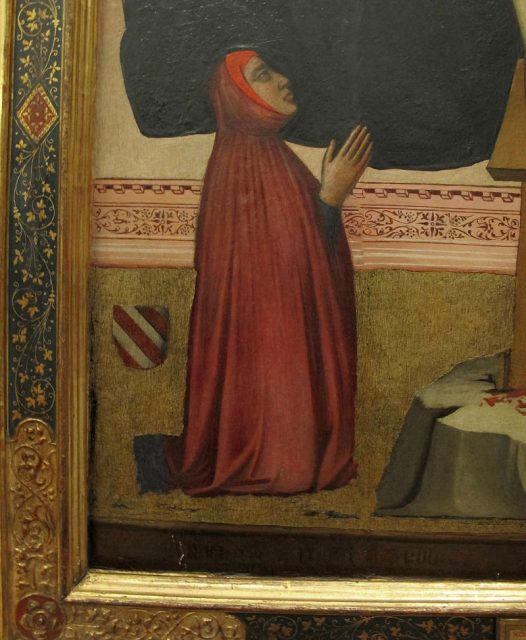 Francesco Datini in a painting by Niccolò di Pietro Gerini, c.1400. Photo by Sailko CC By SA 3.0