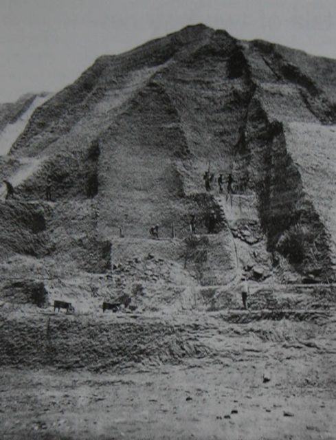 In the 1840s, world phosphate production turned to the mining of tropical island deposits formed from bird and bat guano. These became an important source of phosphates for fertilizer in the latter half of the 19th century. Pictured: Guano mining in the Central Chincha Islands, c. 1860.