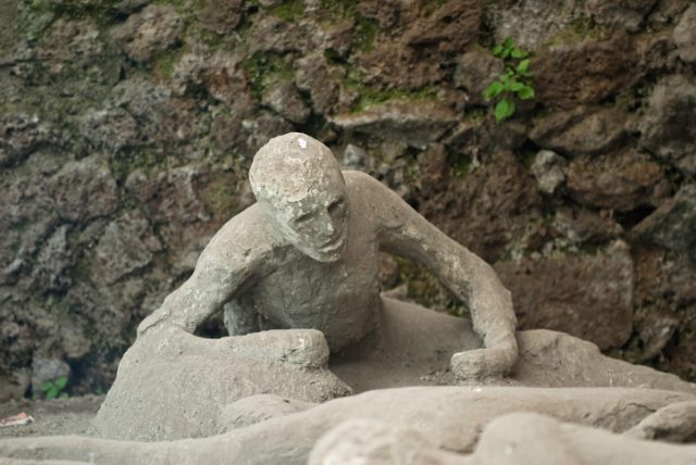 Plaster casts of the victims of the eruption can still be seen in Pompeii
