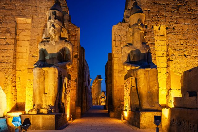 Luxor Temple is a large Ancient Egyptian temple complex located on the east bank of the Nile River.