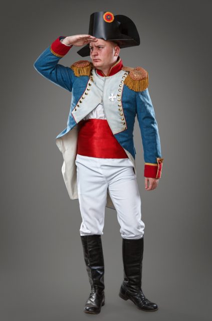 Actor dressed as Napoleon. Historical costume.