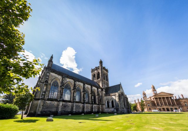 Paisley Abbey Church in the centre of Paisley, Scotland.